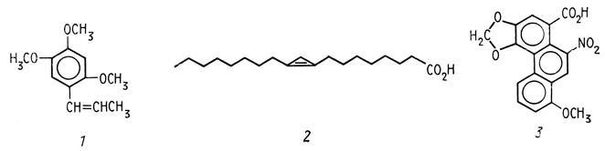 . 19.    [Jacobson, 1982;  .] 1 - β- (β-asarone); 2 -  (sterculic acid); 3 -   (aristolochic acid)